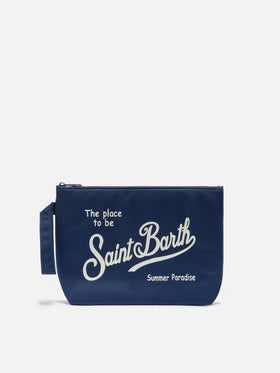 Aline blue solid color nylon pouch