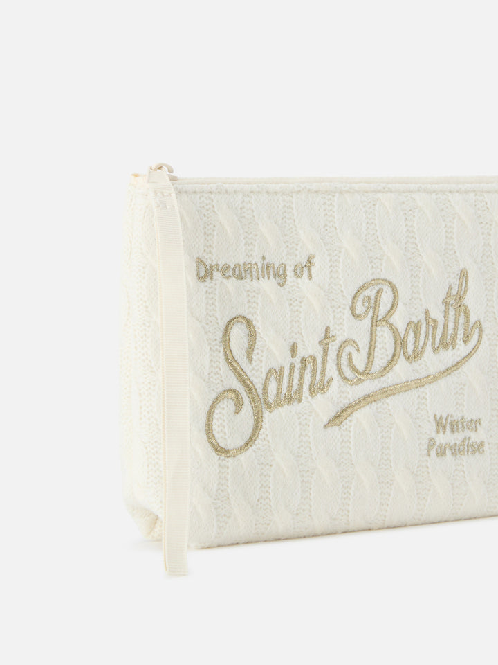 Off white Aline tricot pochette with logo embroidery