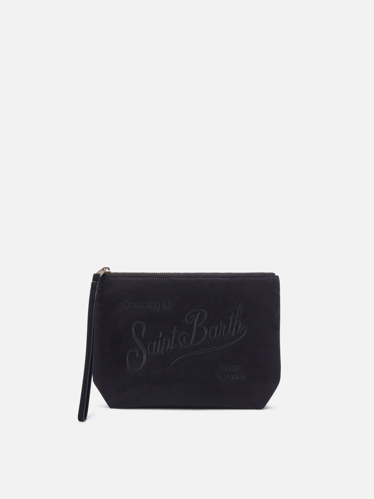 Schwarzes gewachstes Aline aus pochette mit Logostickerei 
