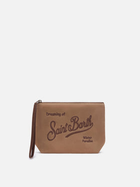Nut Aline waxed pochette with logo embroidery