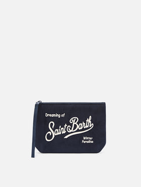 Pana blue Aline azul marino pochette con bordado del logo 