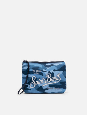 Denim mimetic scuba pochette Aline
