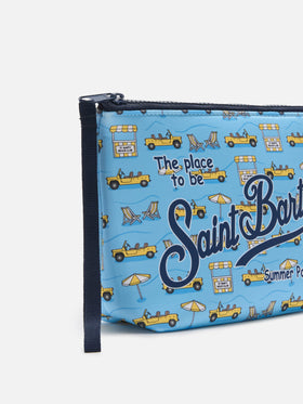 Pochette Aline in scuba con stampa Road to Formentera