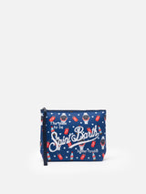 Aline scuba pochette with watches and cola print