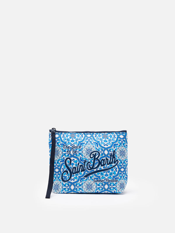 Aline scuba pochette with Sicily tile  print