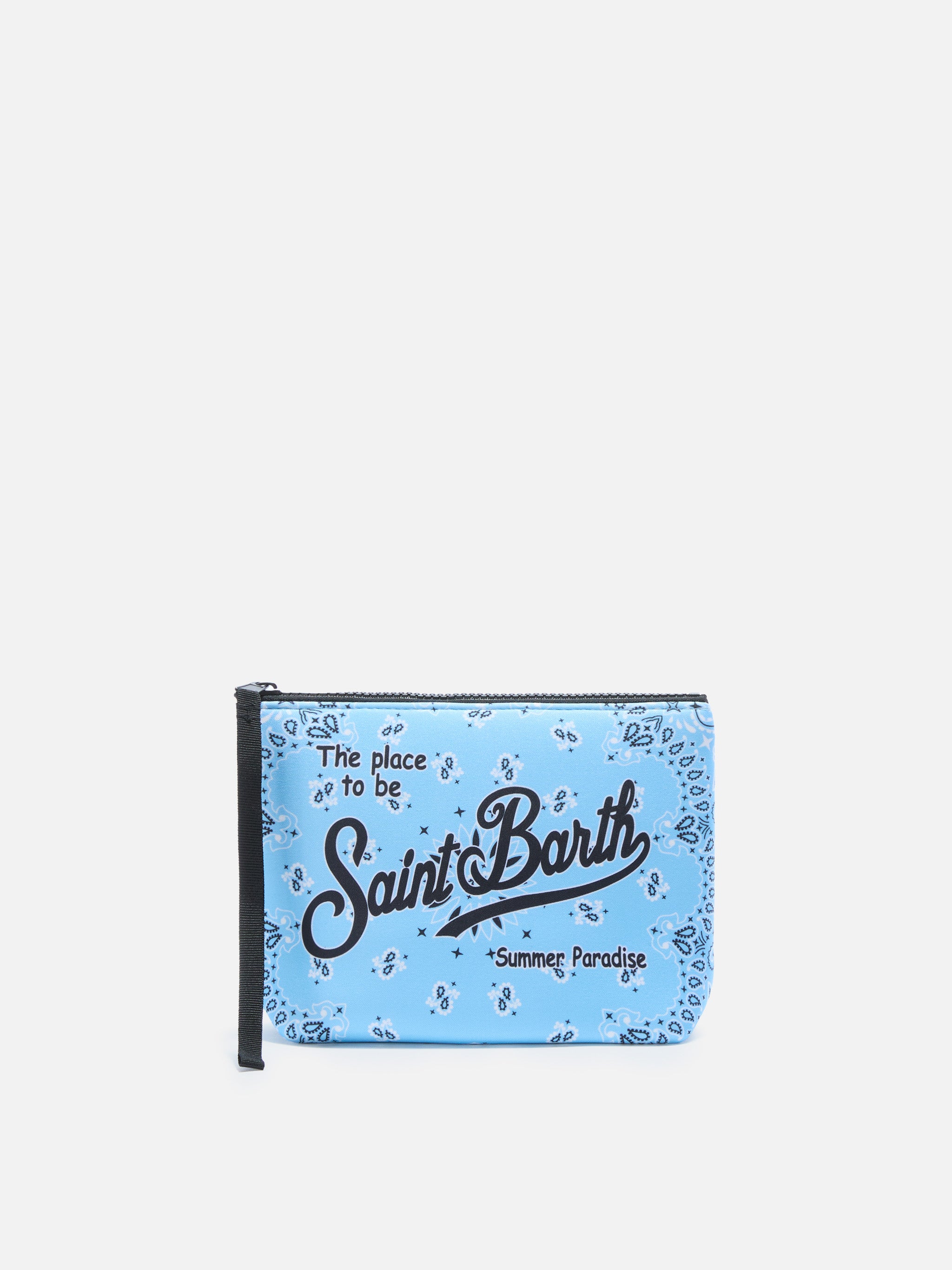 Aline scuba pouch with light blue bandana print – MC2 Saint Barth