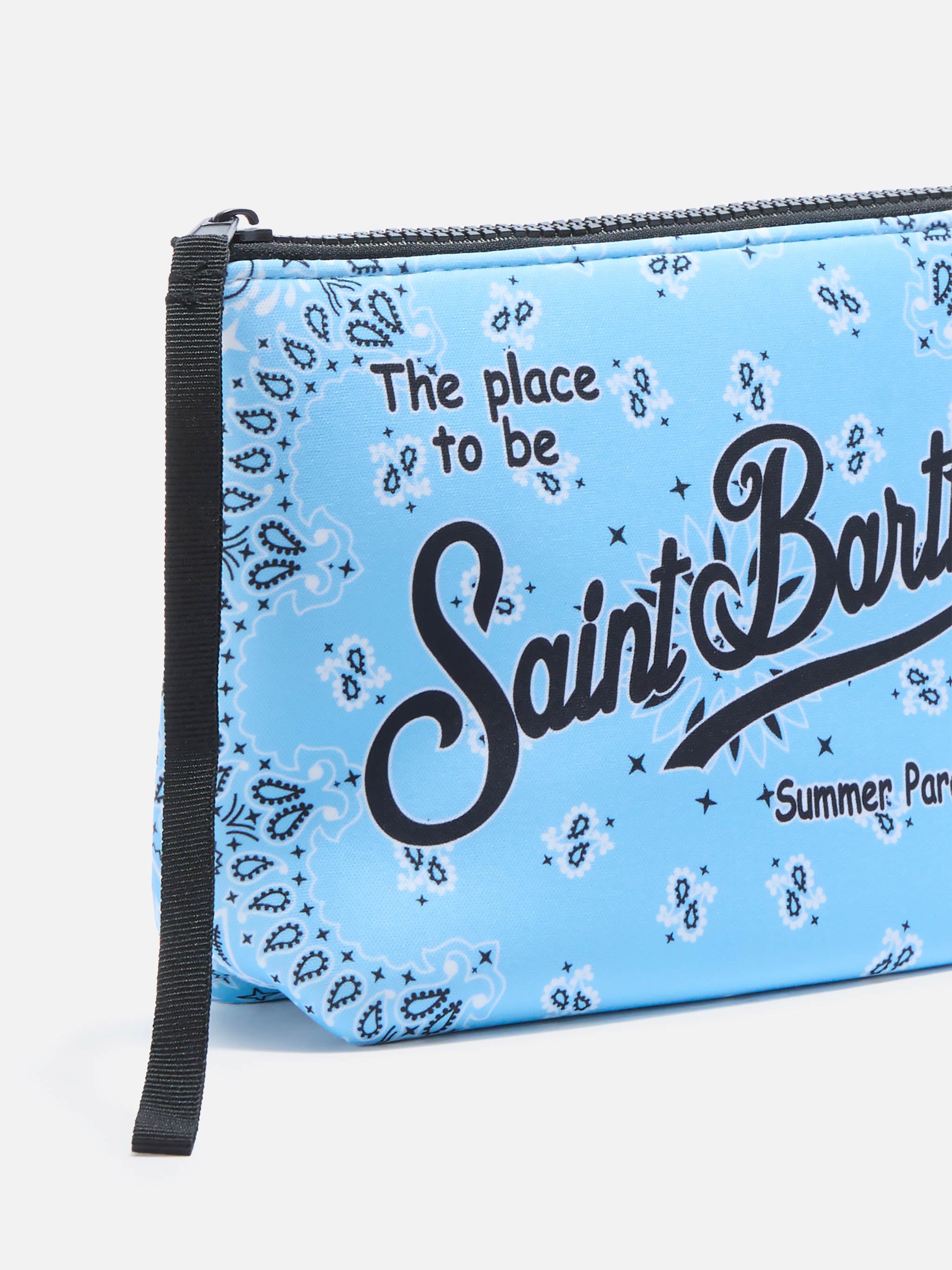 Aline scuba pouch with light blue bandana print – MC2 Saint Barth