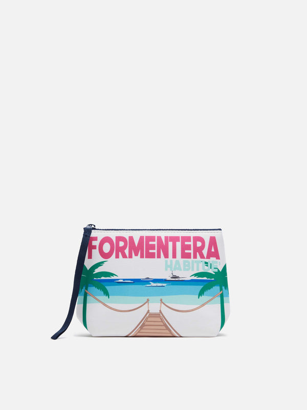 Aline Scuba-Pochette mit Formentera-Postkartendruck