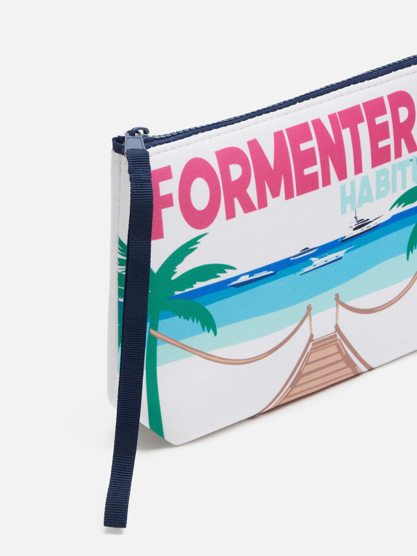 Aline Scuba-Pochette mit Formentera-Postkartendruck