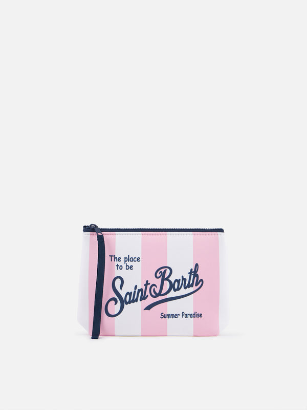 Pink striped scuba pochette Aline