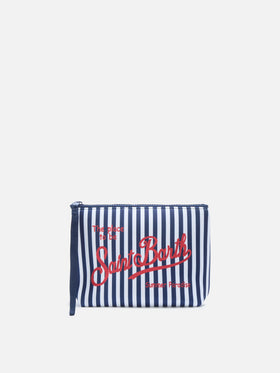 Aline scuba pouch with blue striped print