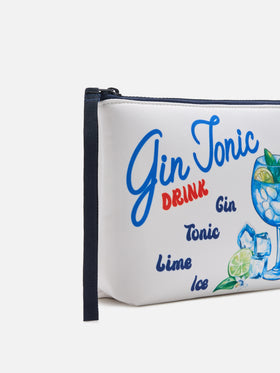 Aline white scuba pouch with Gin Tonic recipe print