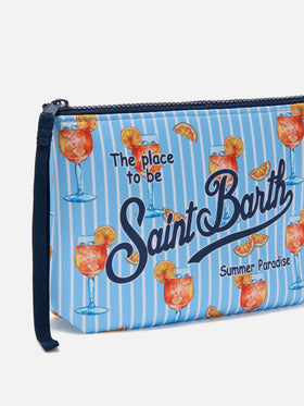 Pochette Aline en scuba à rayures bleu clair et imprimé Spritz 