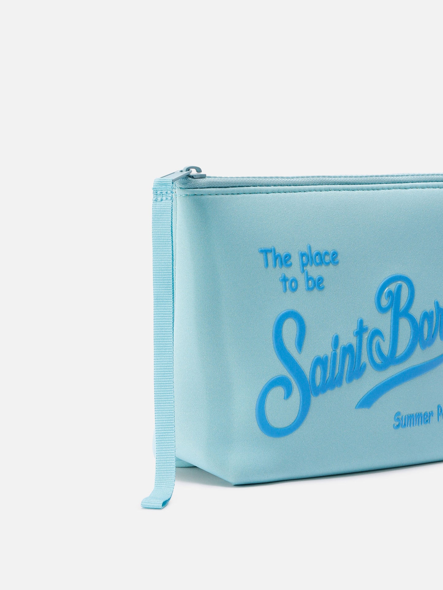 Aline scuba pouch in solid light blue