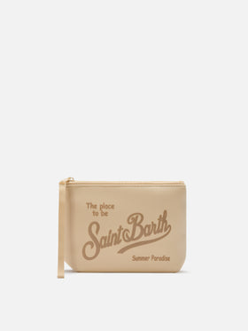Aline scuba pouch in solid beige
