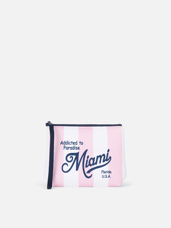 Miami pink striped scuba pochette Aline