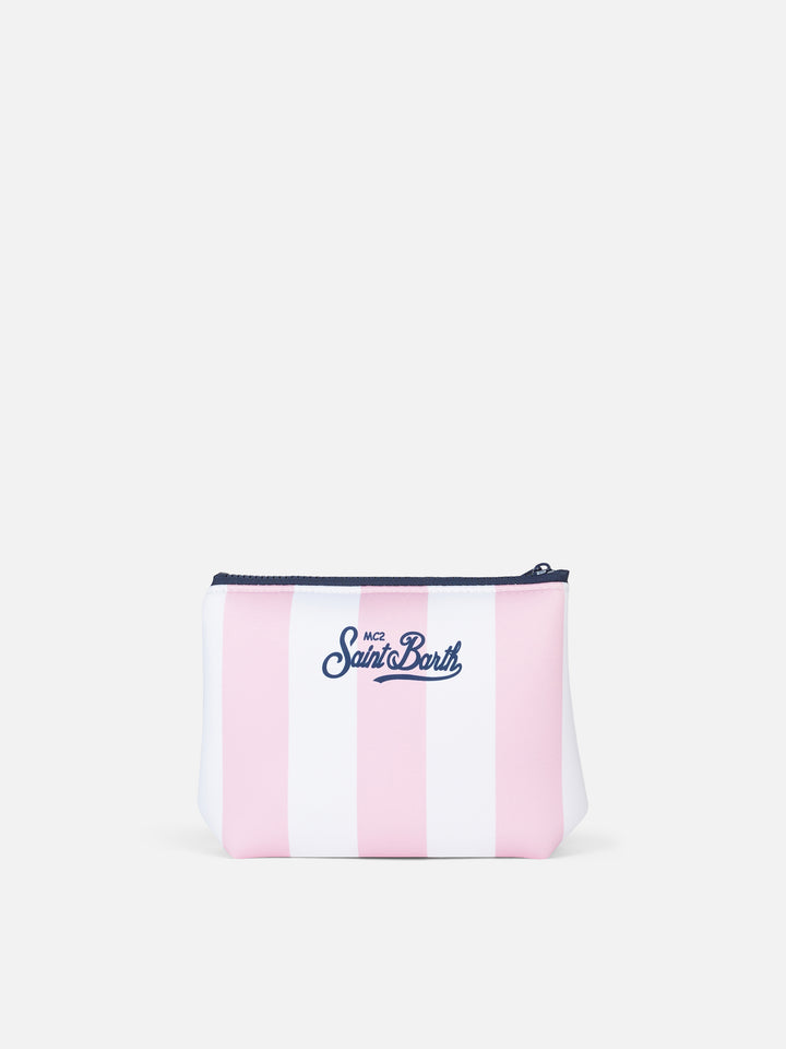 Miami pink striped scuba pochette Aline