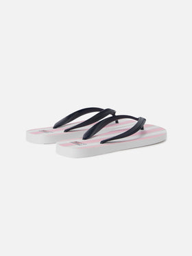 Alma rubber slip-on flip flops with pink and white stripes