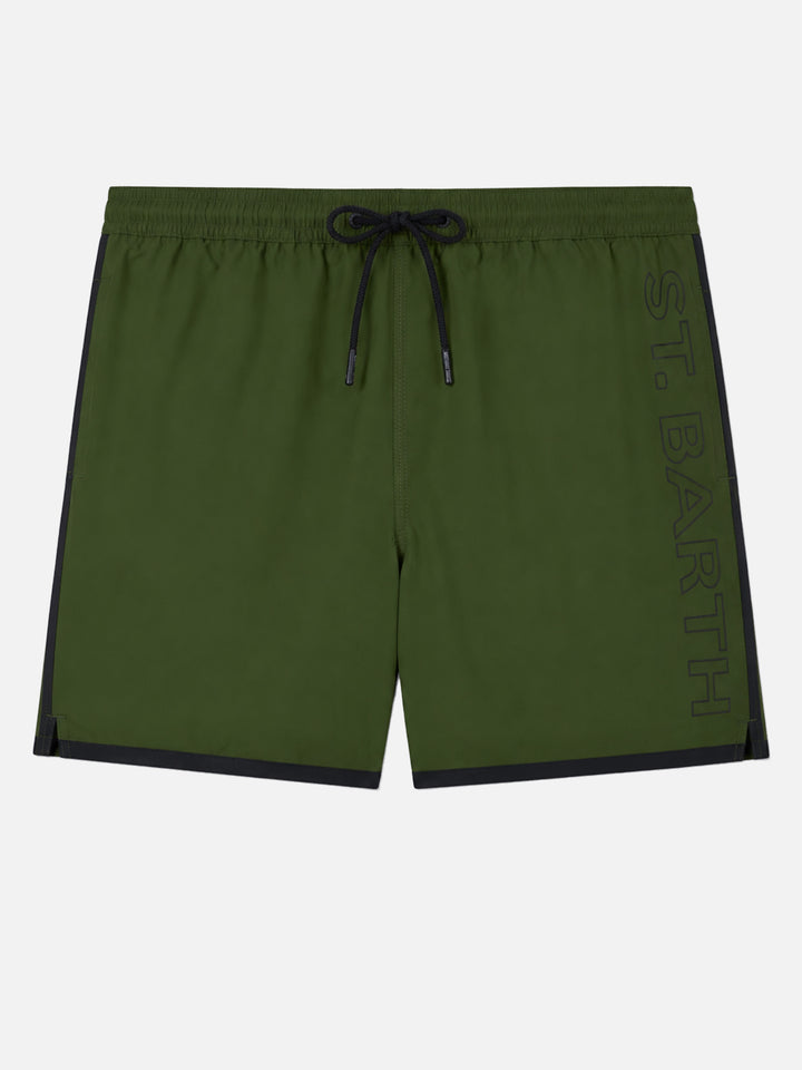 Herren-Badeshorts mit seitlichem Logo und Kontrast