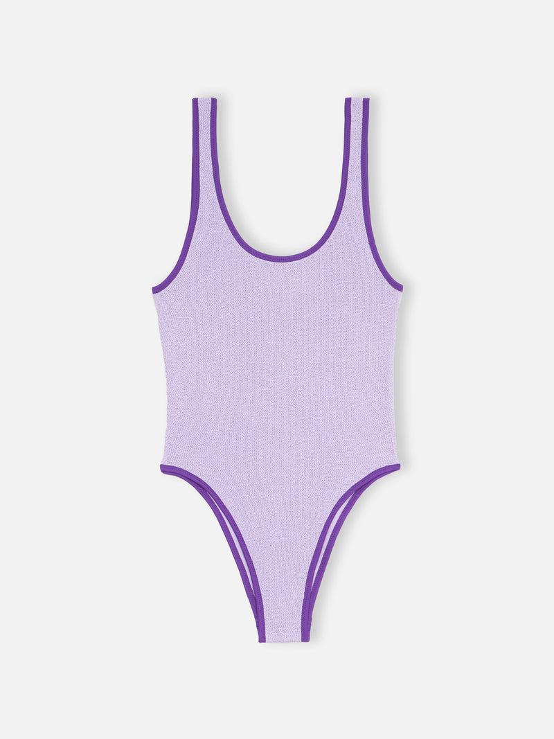 Woman lilac crinkle one piece swimsuit | MELISSA SATTA SPECIAL EDITION