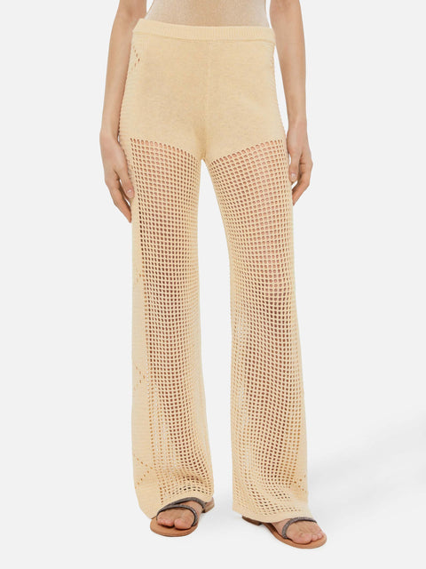 Alva beige crochet flared pants - MC2 Saint Barth