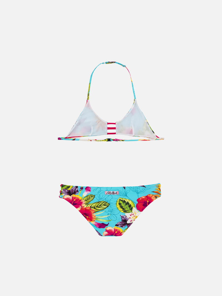 Mädchen-Bikini mit Ibiskus-Print