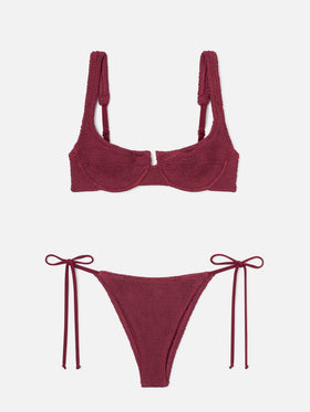 Amira Marielle crinkle burgundy bikini