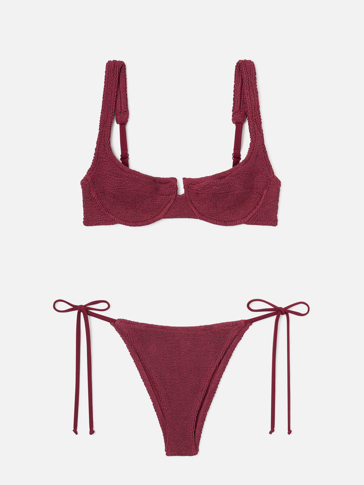 Amira Marielle crinkle burgundy bikini