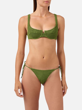 Amira Marielle Bikini in Military-Grün aus Crinkle-Stoff 