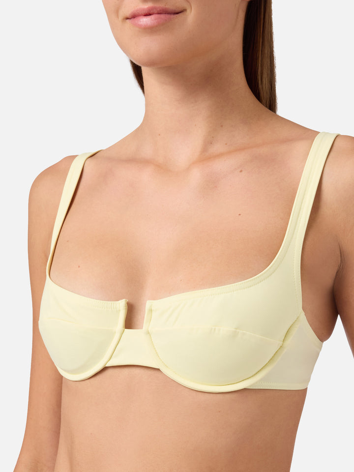 Haut de bikini balconnet Amira en coloris butter uni 