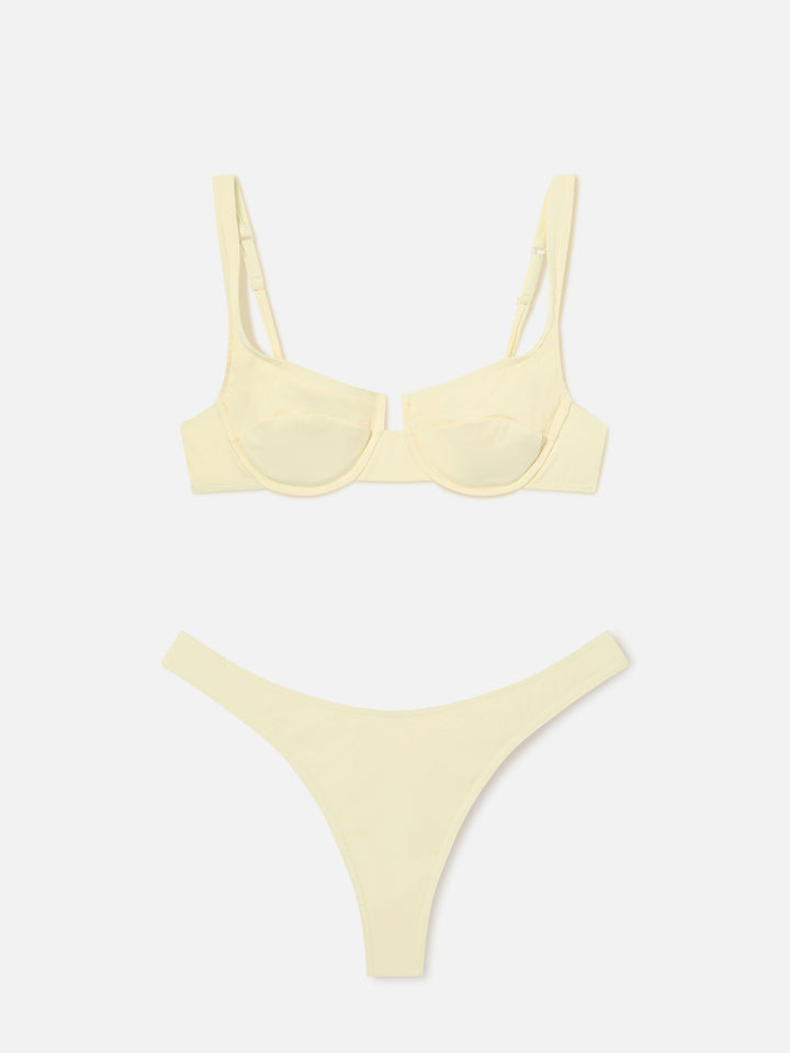 Bikini balconette Amira Naomi butter yellow en couleur unie 