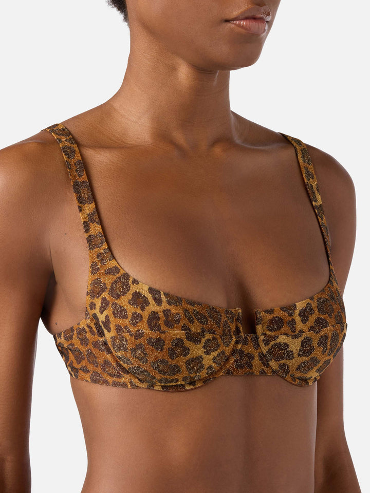 Amira balconette bikini top with animal print