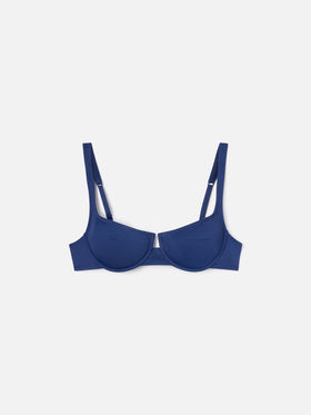 Top de bikini balconette Amira en azul marino liso 