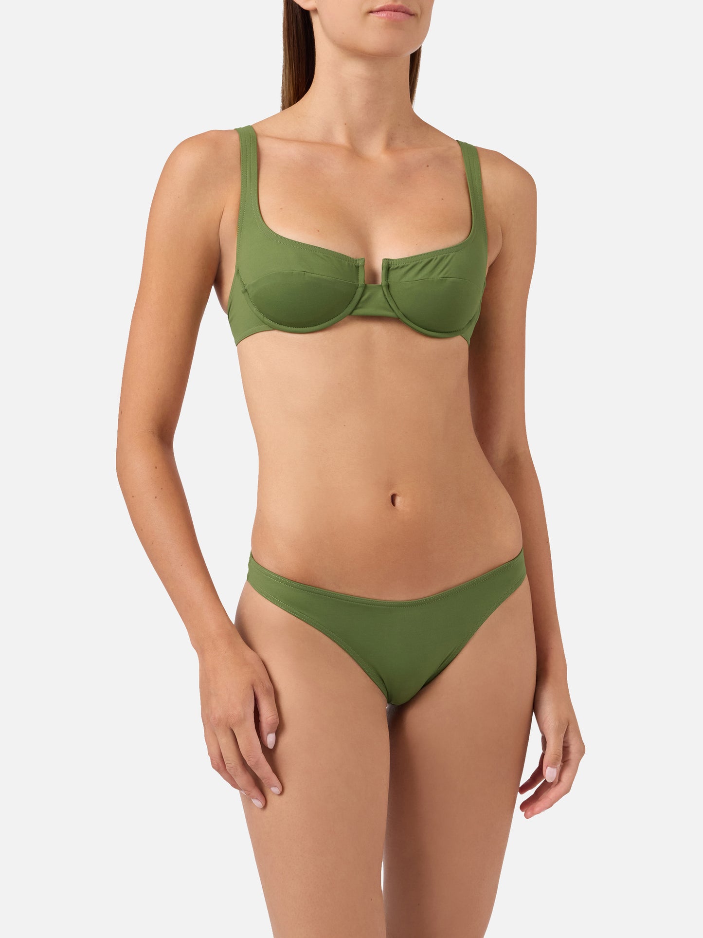 Amira Naomi Balconette-Bikini in Military Green in Unifarbe 