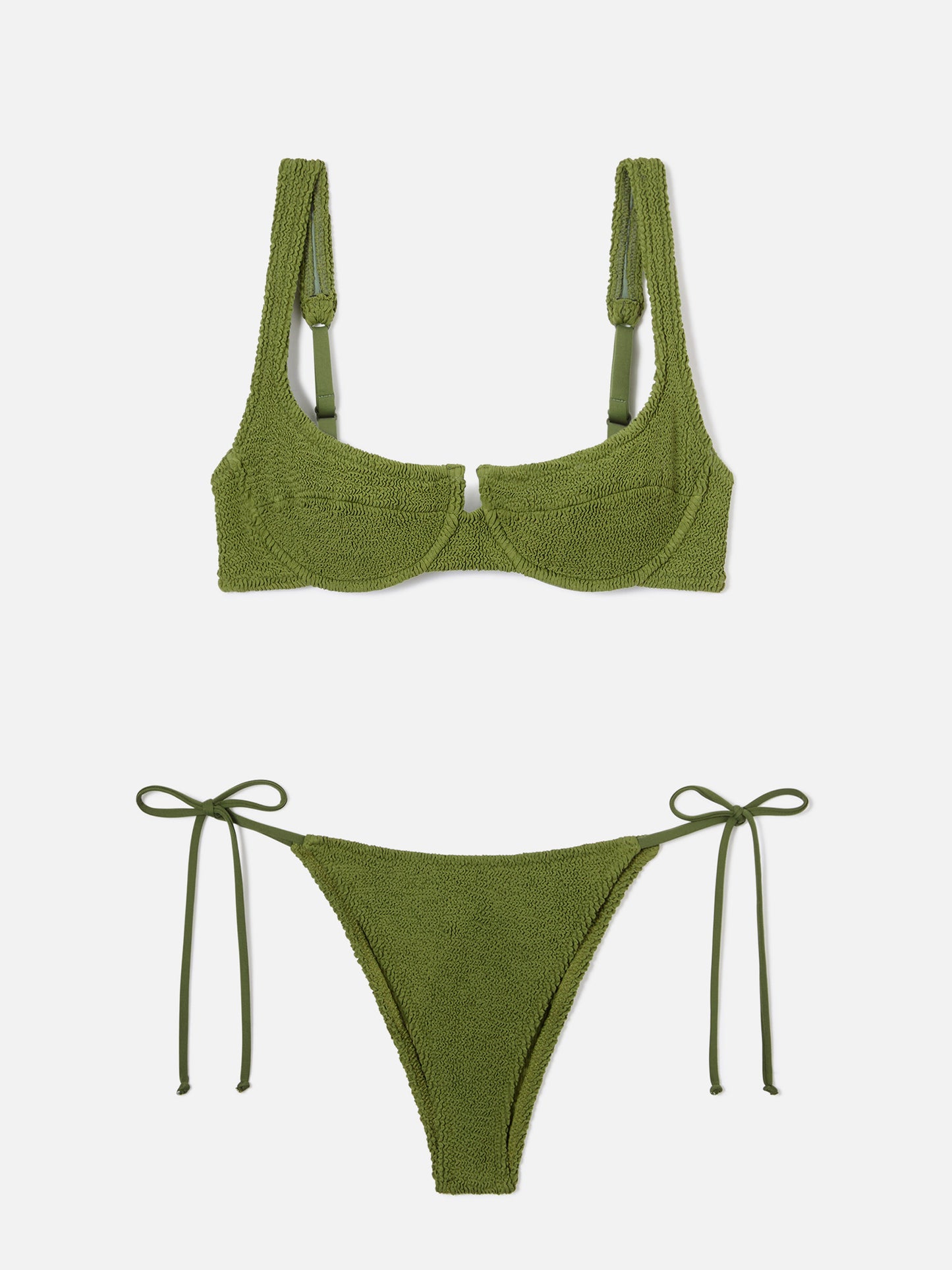 Amira Marielle Bikini in Military-Grün aus Crinkle-Stoff 