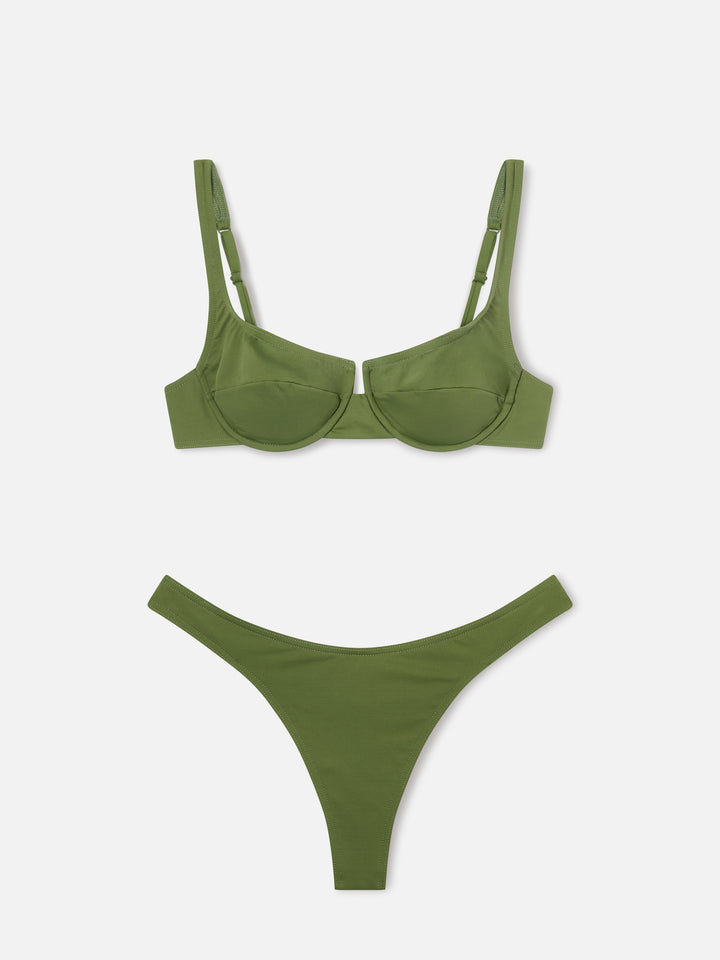 Bikini balconnet Amira Naomi vert militaire uni 