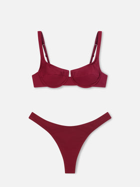 Amira Naomi Balconette-Bikini in Bordeaux in Uni-Farbe 