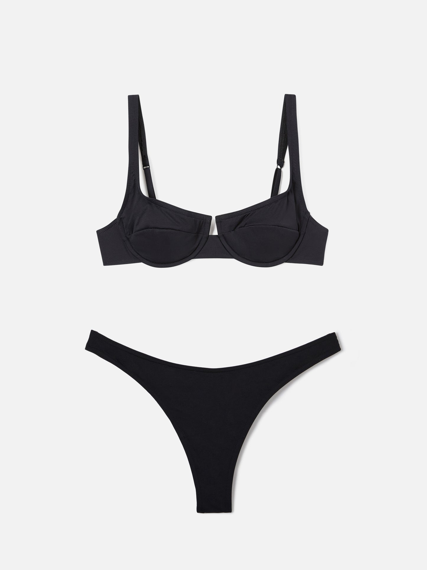 Amira Naomi black balconette bikini in solid color