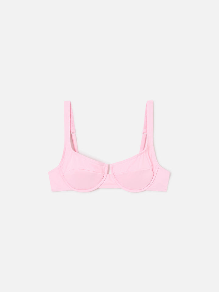 Haut de bikini balconnet Amira en rose pastel uni 