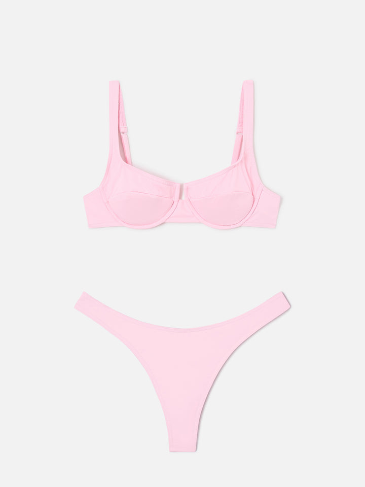 Amira Naomi light pink balconette bikini in solid color