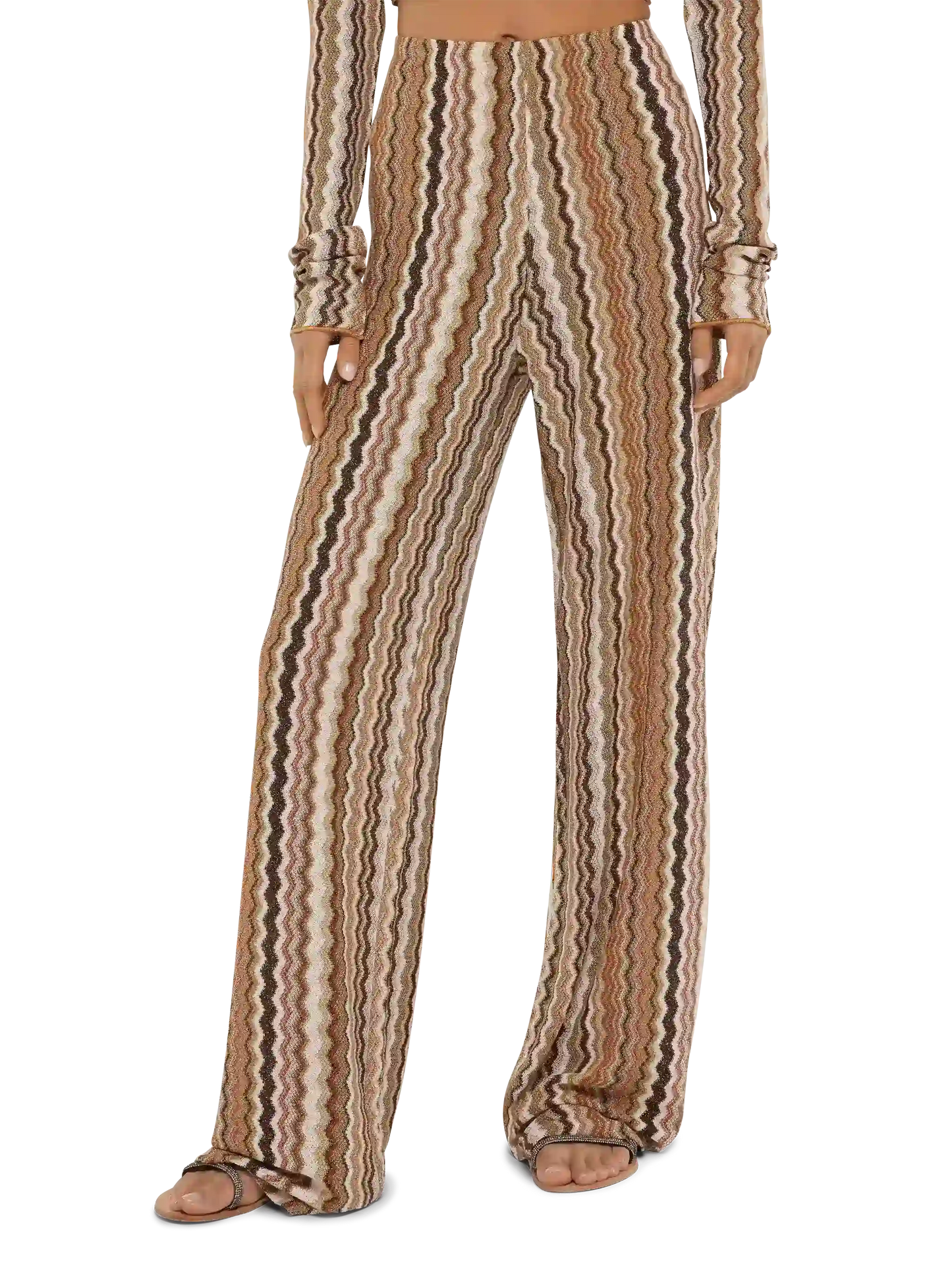 Amalia wide-leg trousers in raschel knit