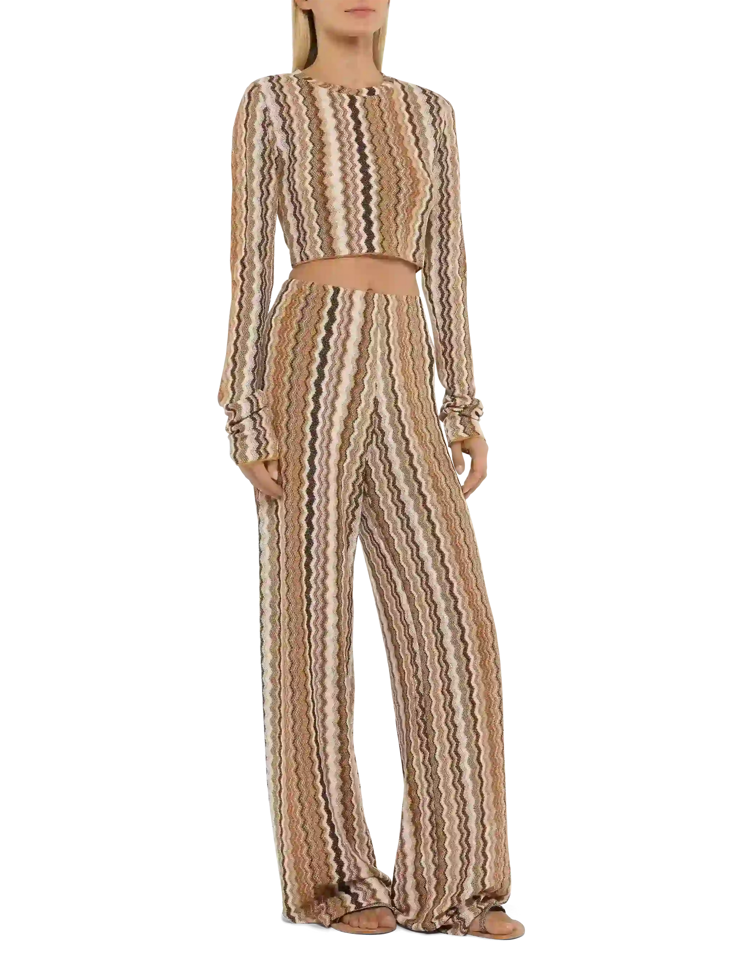 Amalia wide-leg trousers in raschel knit