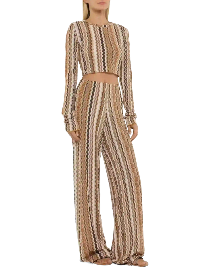 Amalia wide-leg trousers in raschel knit