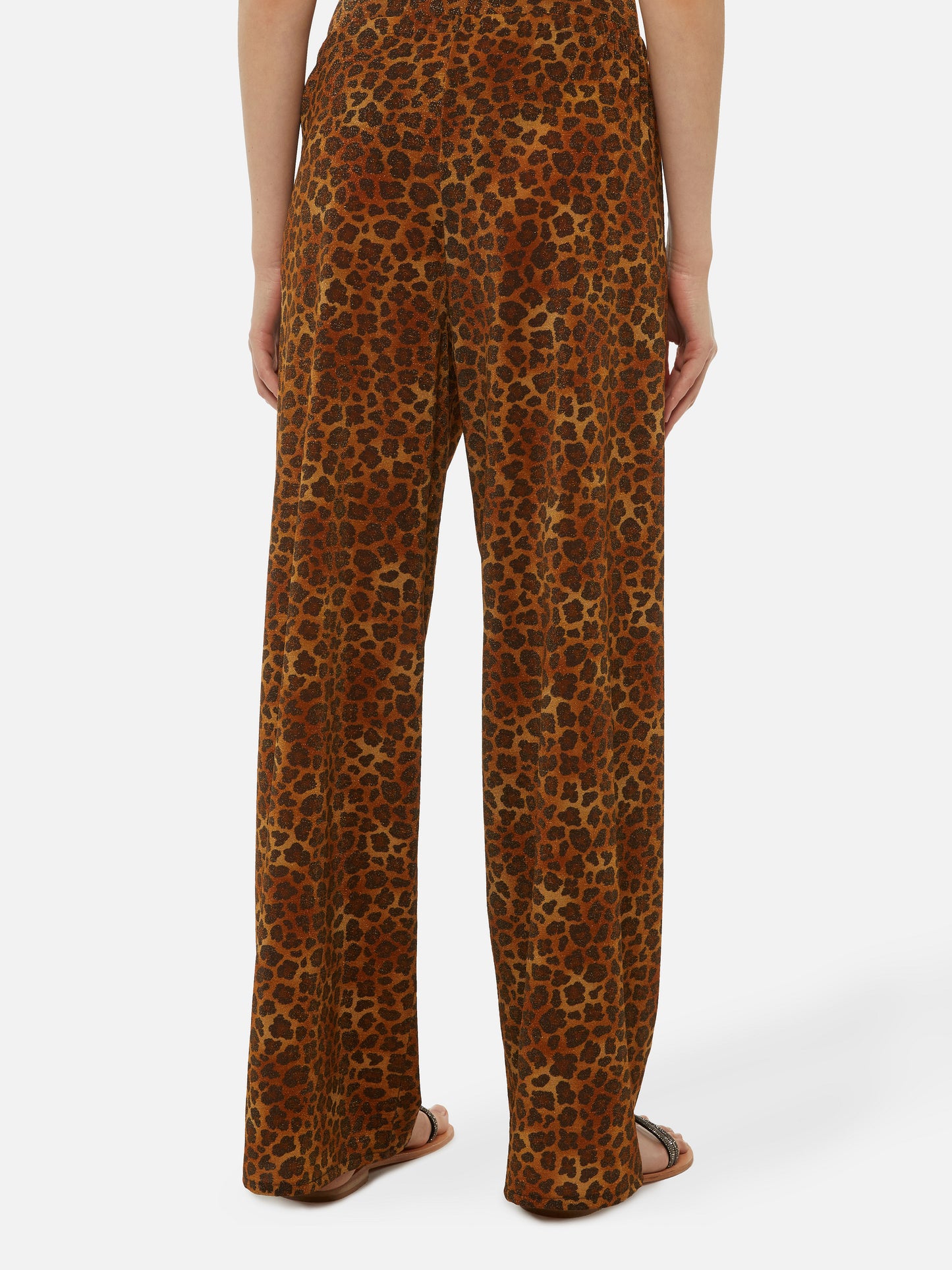 Amalia leopard lurex wide-leg trousers