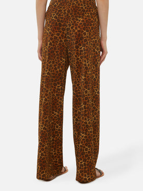 Amalia leopard lurex wide-leg trousers
