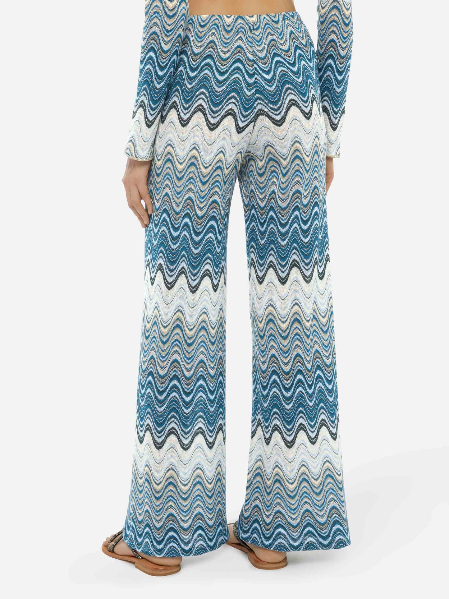 Amalia wide-leg trousers in raschel knit