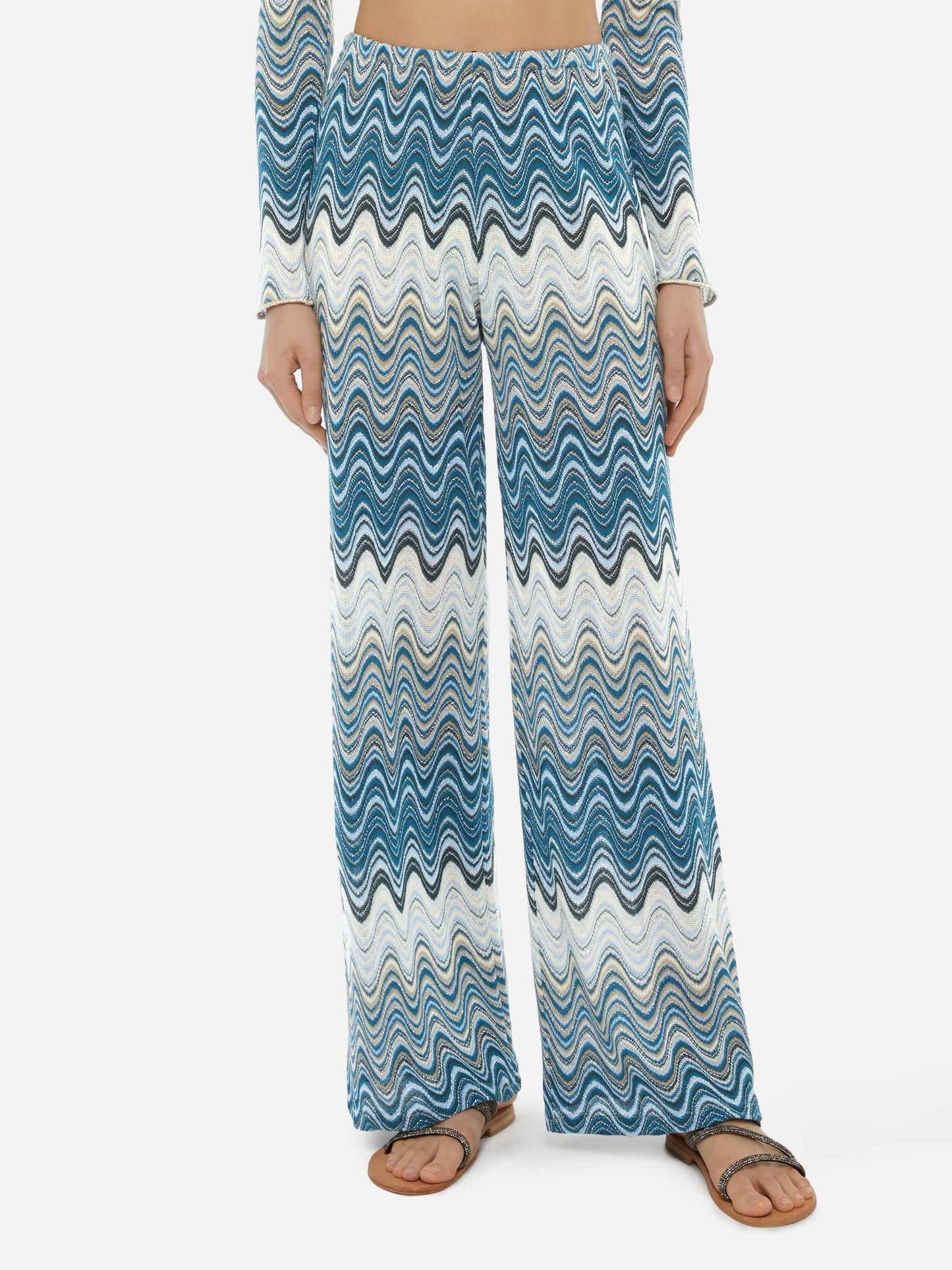 Amalia wide-leg trousers in raschel knit