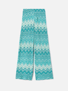 Pantalon long raschel dégradé Aqua green Amalia 