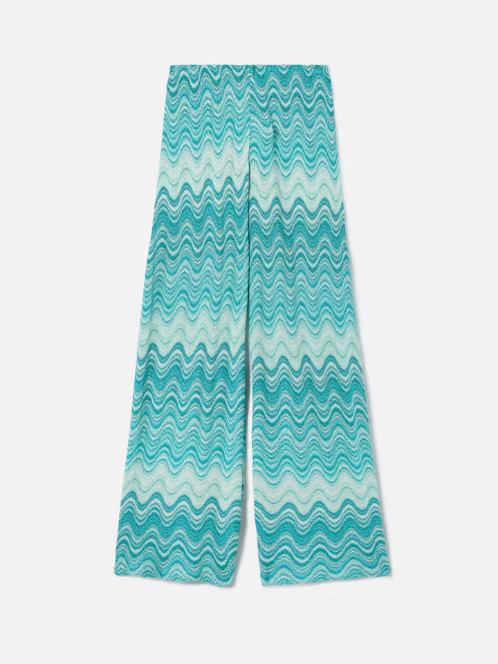 Pantalones largos Amalia raschel degradé verde agua 