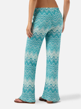 Pantalones largos Amalia raschel degradé verde agua 